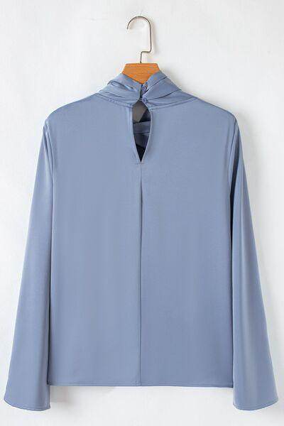 Cutout Turtleneck Long Sleeve Blouse for Stylish Outfits - Selvanelle