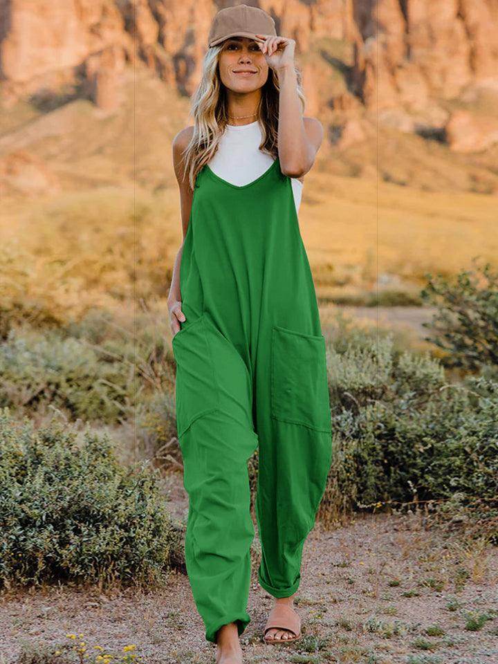Double Take Full Size Sleeveless V-Neck Pocketed Jumpsuit - Selvanelle
