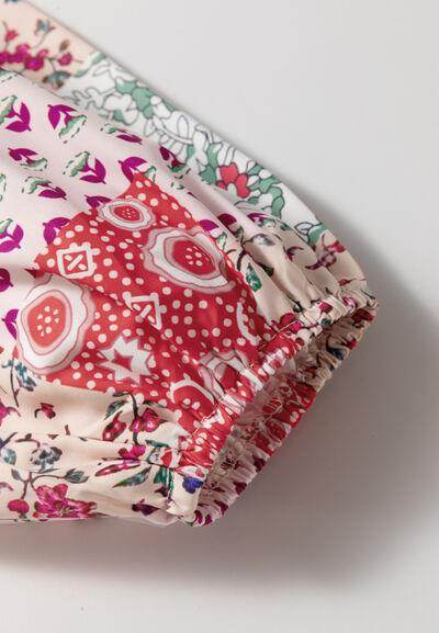 Printed Tie Neck Long Sleeve Blouse for Women Fashion - Selvanelle