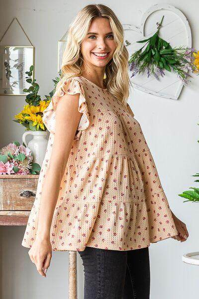 Heimish Full Size Butterfly Short Sleeve Floral Top Plus Size - Selvanelle