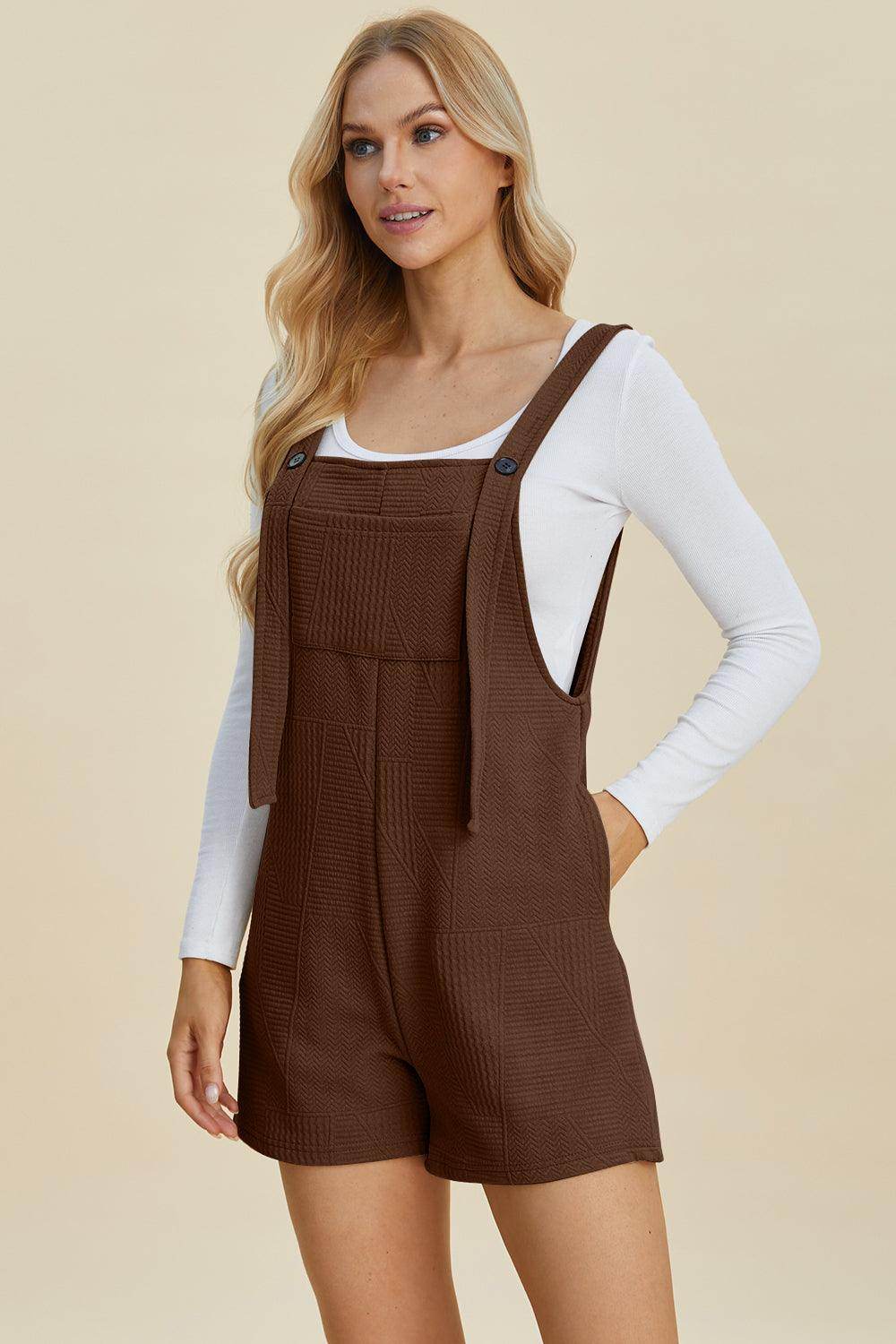 Double Take Full Size Texture Sleeveless Romper for Women - Selvanelle