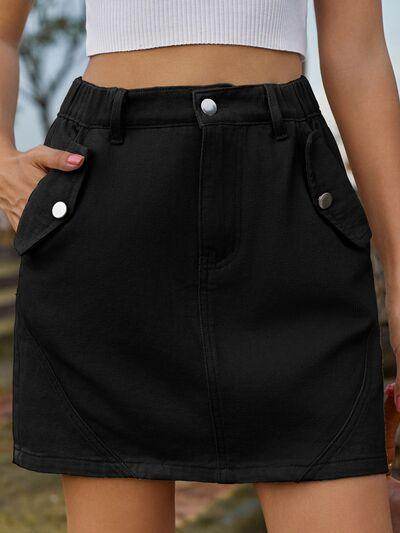 Stylish Pocketed Buttoned Mini Denim Skirt for Women - Selvanelle