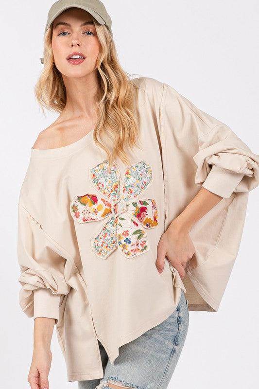 SAGE + FIG Flower Patch Dropped Shoulder Oversize Top - Selvanelle