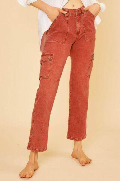 Annie Wear Straight Leg Jeans with Cargo Pockets for Women - Selvanelle