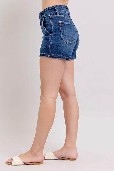 Judy Blue Full Size Double Button Waistband Denim Shorts Plus Size - Selvanelle