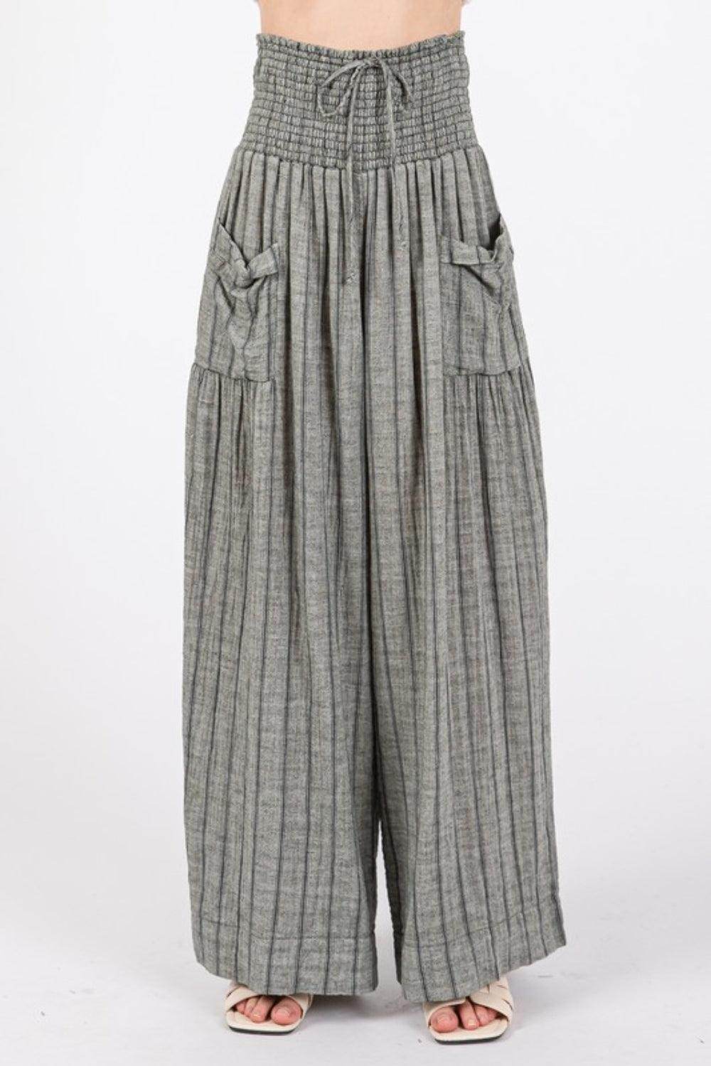 SAGE + FIG Cotton Gauze Wash Stripe Pants for Women - Selvanelle