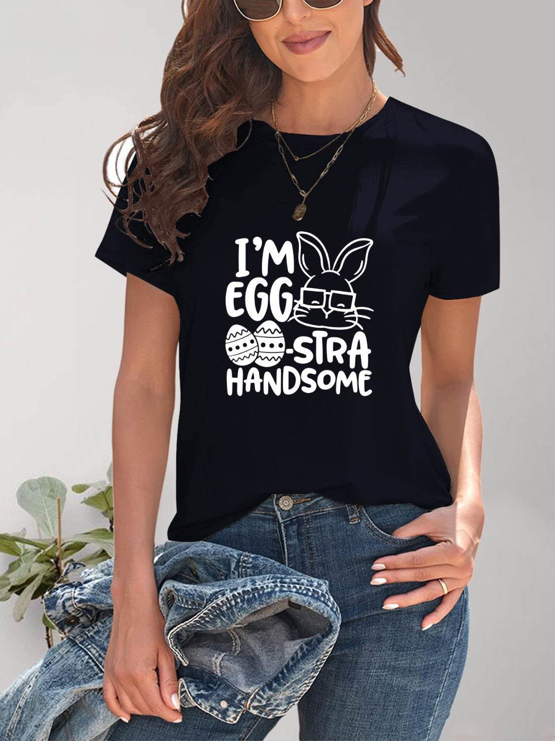 Graphic Round Neck Short Sleeve T-Shirt - Selvanelle