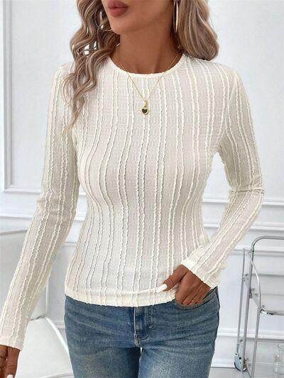 Round Neck Long Sleeve Top for Women in Various Sizes - Selvanelle