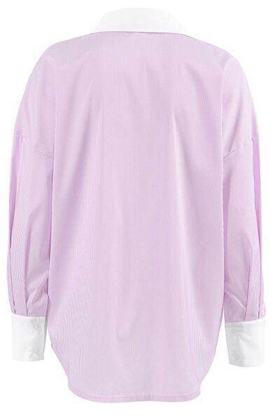 Striped Collared Neck Long Sleeve Shirt for Women Fashion - Selvanelle