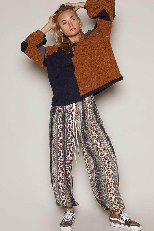 POL Color Block Half Zip Dropped Shoulder Sweatshirt for Women - Selvanelle