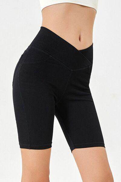 Basic Bae Asymmetrical Waist Denim Shorts With Pockets - Selvanelle