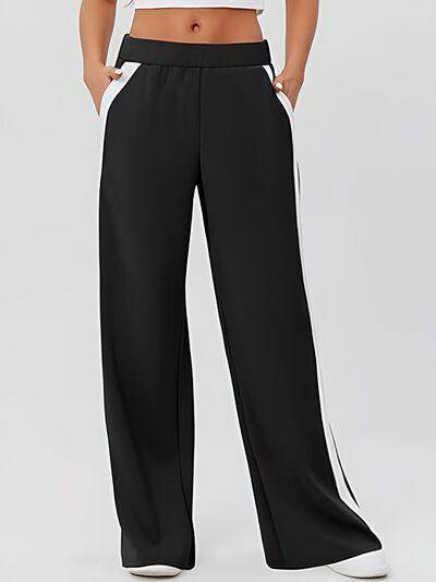 Side Striped Wide Leg Pants for Comfortable Everyday Style - Selvanelle