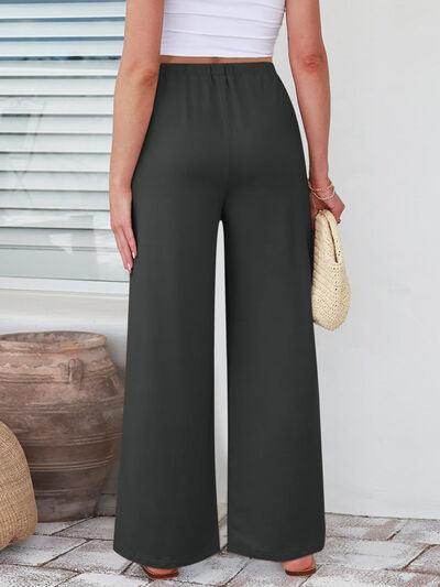 Elastic Waist Wide Leg Pants for Women in Various Sizes - Selvanelle