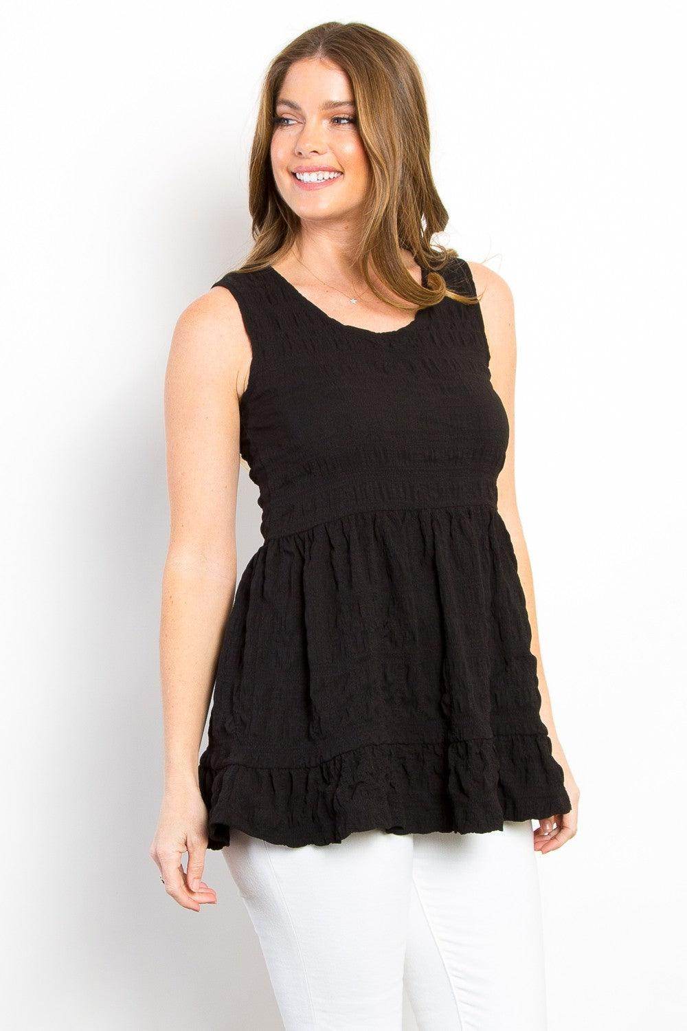 Be Stage Ruffled Sleeveless Babydoll Top for Summer Style - Selvanelle