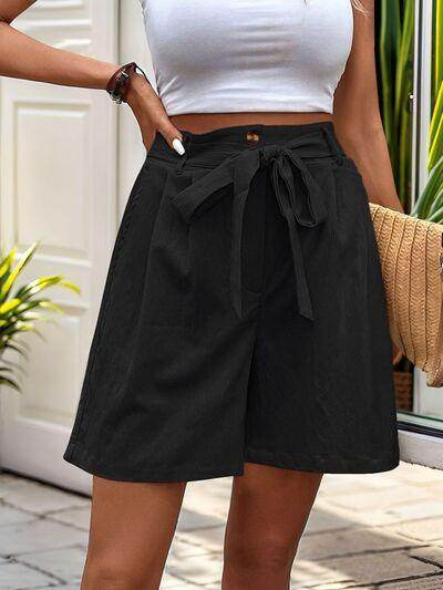 Perfee Tied High Waist Shorts with Pockets for Women - Selvanelle