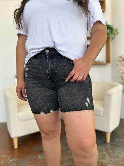 Judy Blue Full Size High Waist Rigid Magic Denim Shorts - Selvanelle