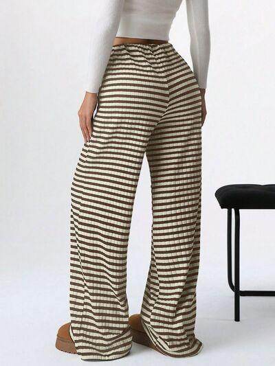 Tied Striped Wide Leg Pants for Stylish Comfort Wear - Selvanelle