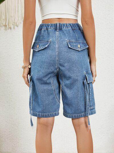 High Waist Denim Shorts with Pockets for Women - Selvanelle