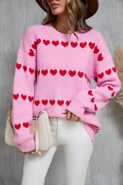 Angel Wings Heart Round Neck Long Sleeve Sweater for Women - Selvanelle