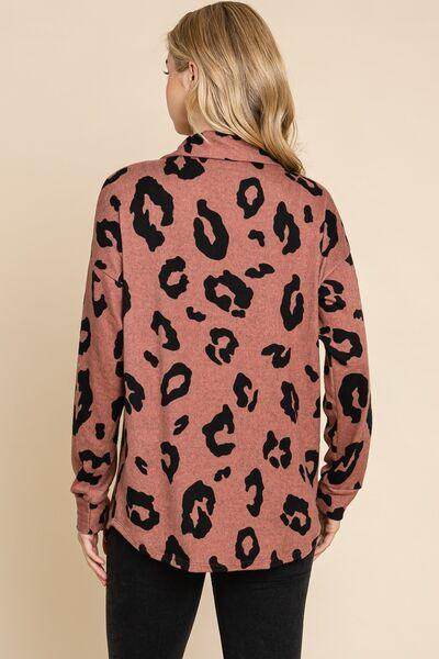 BOMBOM Animal Print Button Up Knit Shacket For Women - Selvanelle