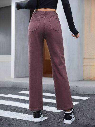Straight Leg Jeans with Pockets for Stylish Comfort - Selvanelle