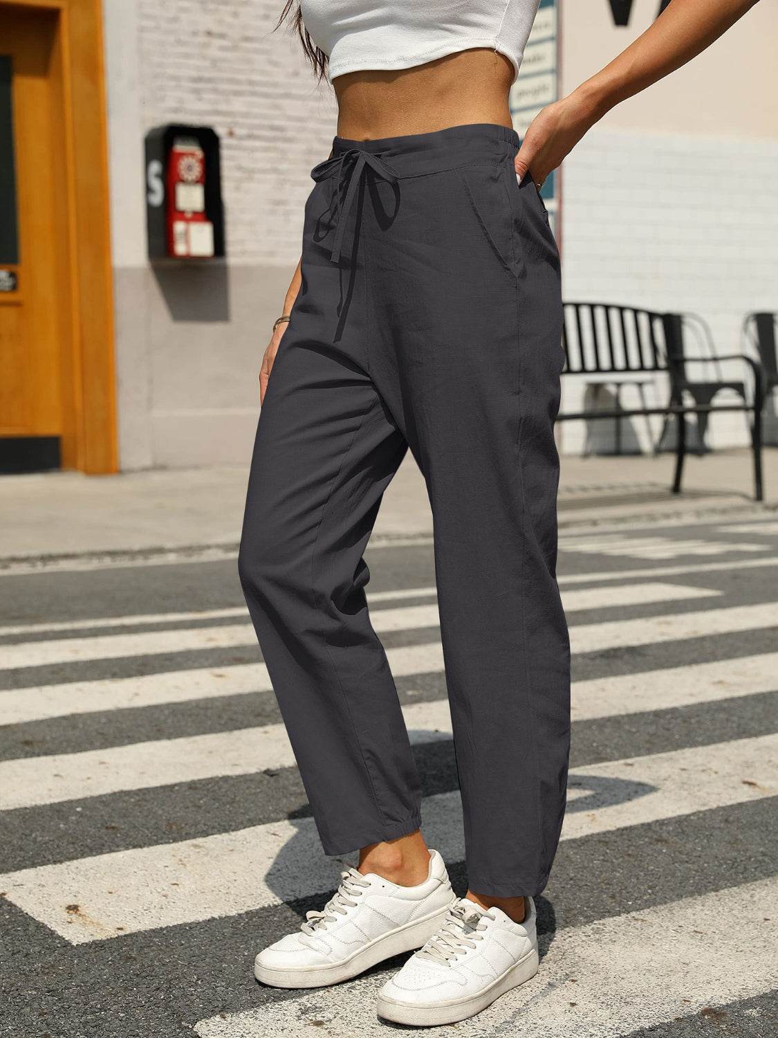 Elastic Waist Tapered Pants - Selvanelle
