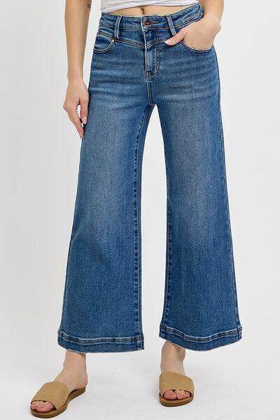 RISEN Full Size High Rise Crop Wide Leg Jeans Plus Size - Selvanelle