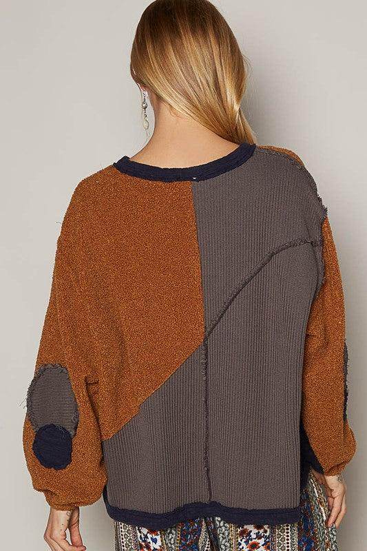 POL Color Block Half Zip Dropped Shoulder Sweatshirt for Women - Selvanelle