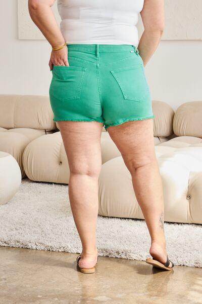 RFM Tummy Control High Waist Raw Hem Denim Shorts for Women - Selvanelle