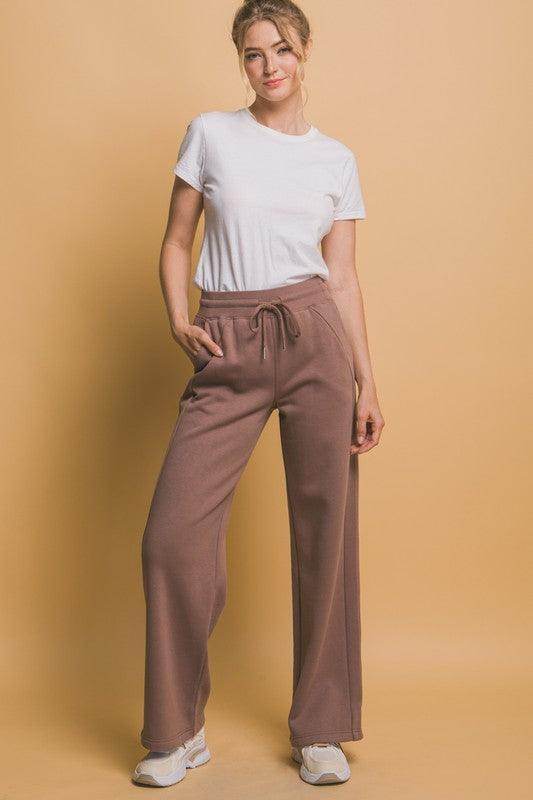 Love Tree Drawstring Wide Leg Sweatpants With Pockets - Selvanelle