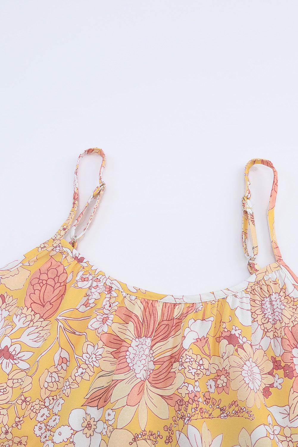 Floral Spaghetti Strap Tiered Dress for Summer Events - Selvanelle