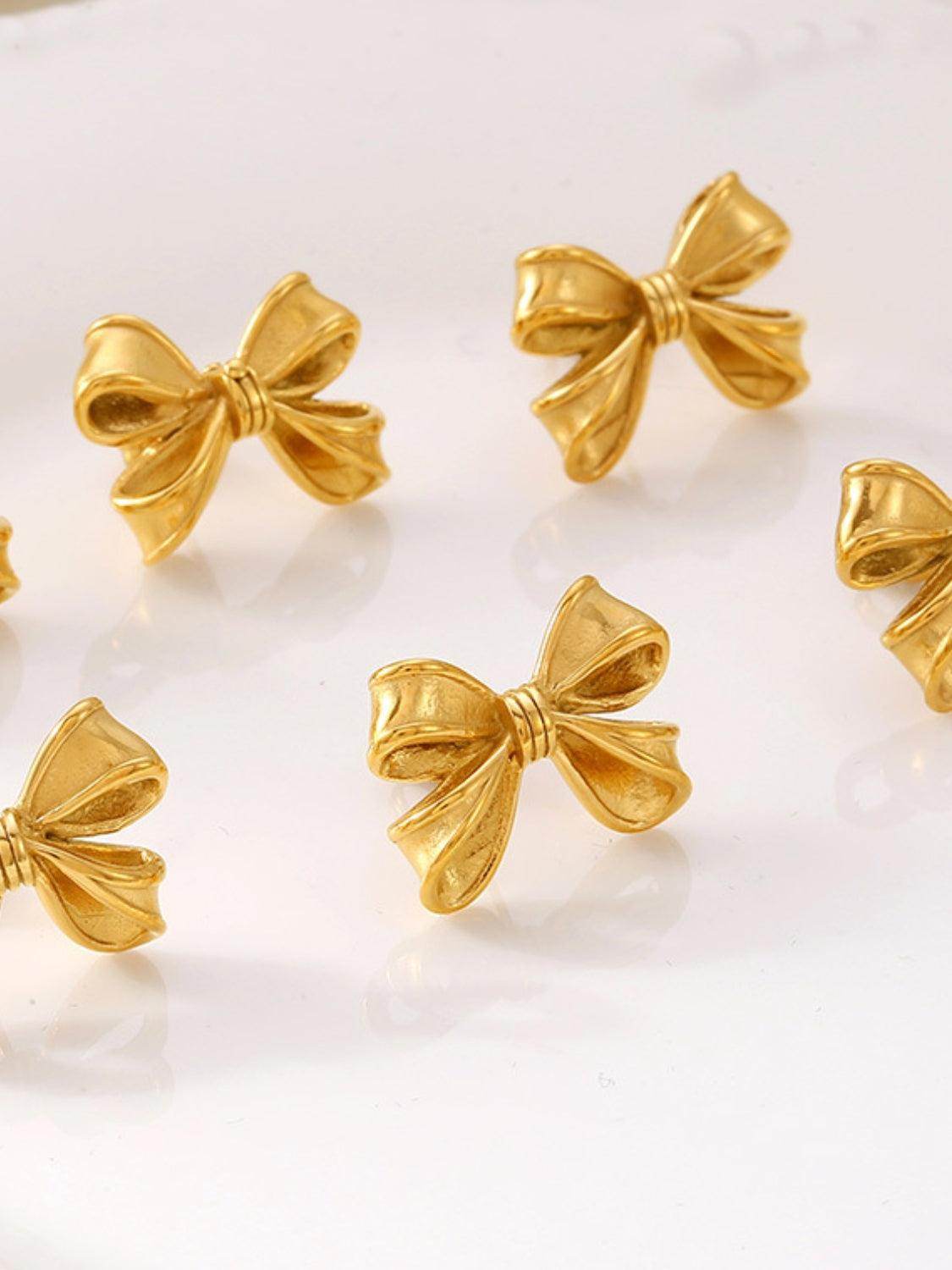 3 Piece Pearl Necklace Bow Necklace and Stud Earrings Set - Selvanelle