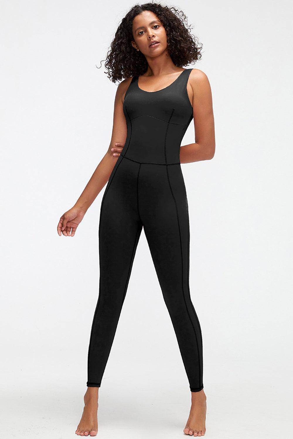 Crisscross Wide Strap Active Jumpsuit for Women Fitness - Selvanelle
