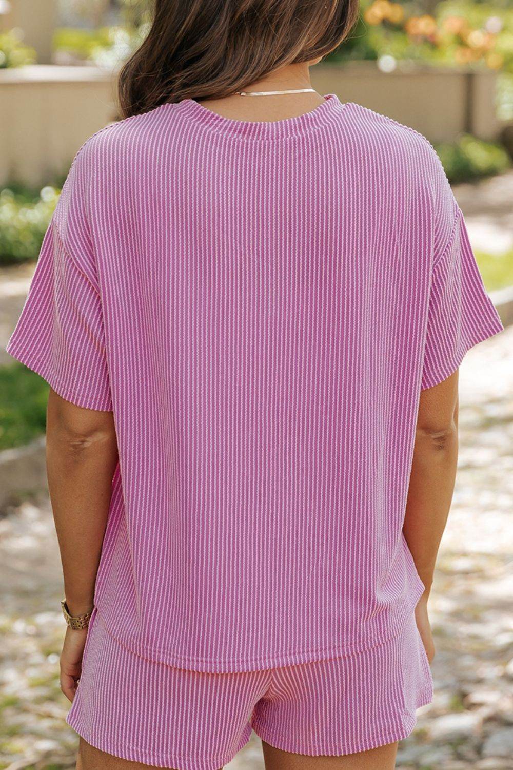 Ribbed Sequined Easter Bunny T-Shirt and Shorts Set - Selvanelle