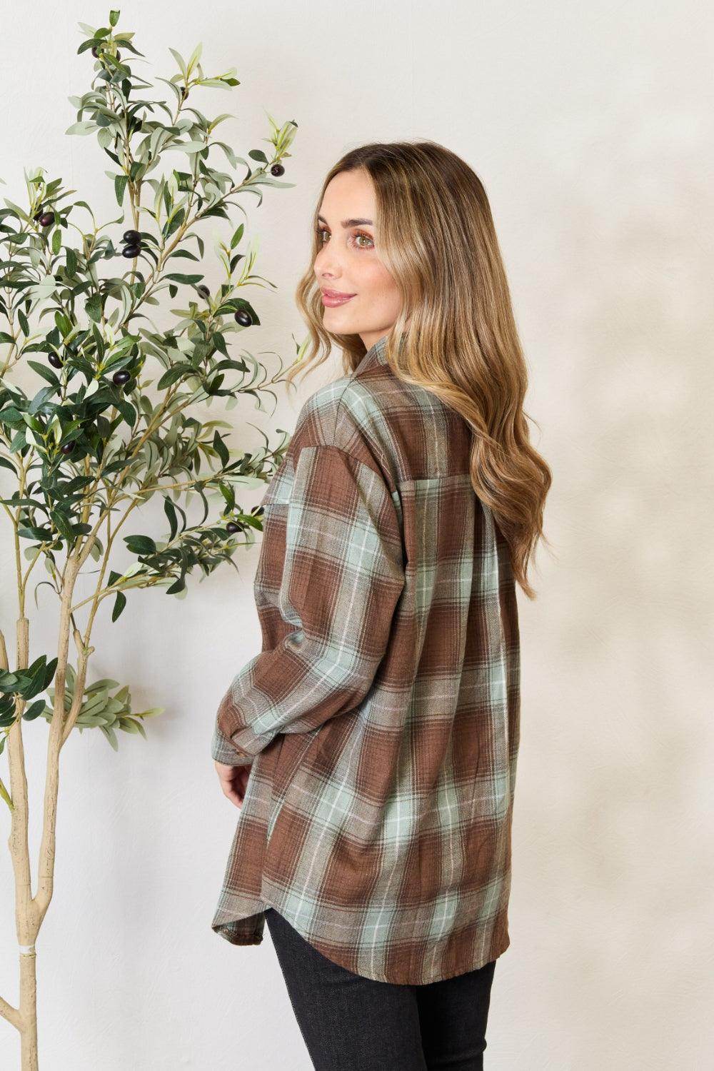 Mandy Plaid Dropped Shoulder Shirt for Effortless Style - Selvanelle