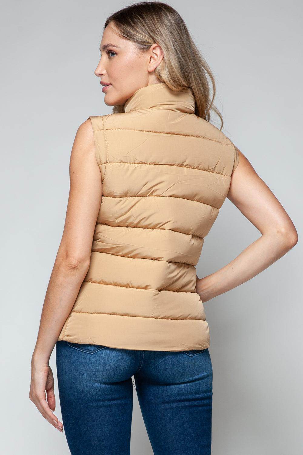 Snobbish Zip Up Turtleneck Vest with Pockets for Women - Selvanelle