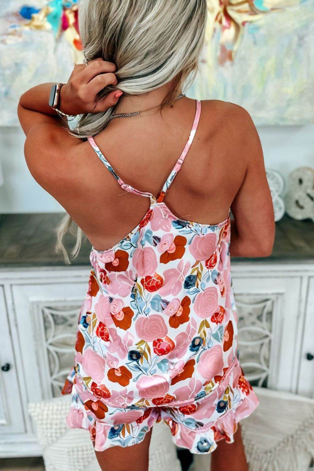 Printed V-Neck Cami and Shorts Lounge Set - Selvanelle