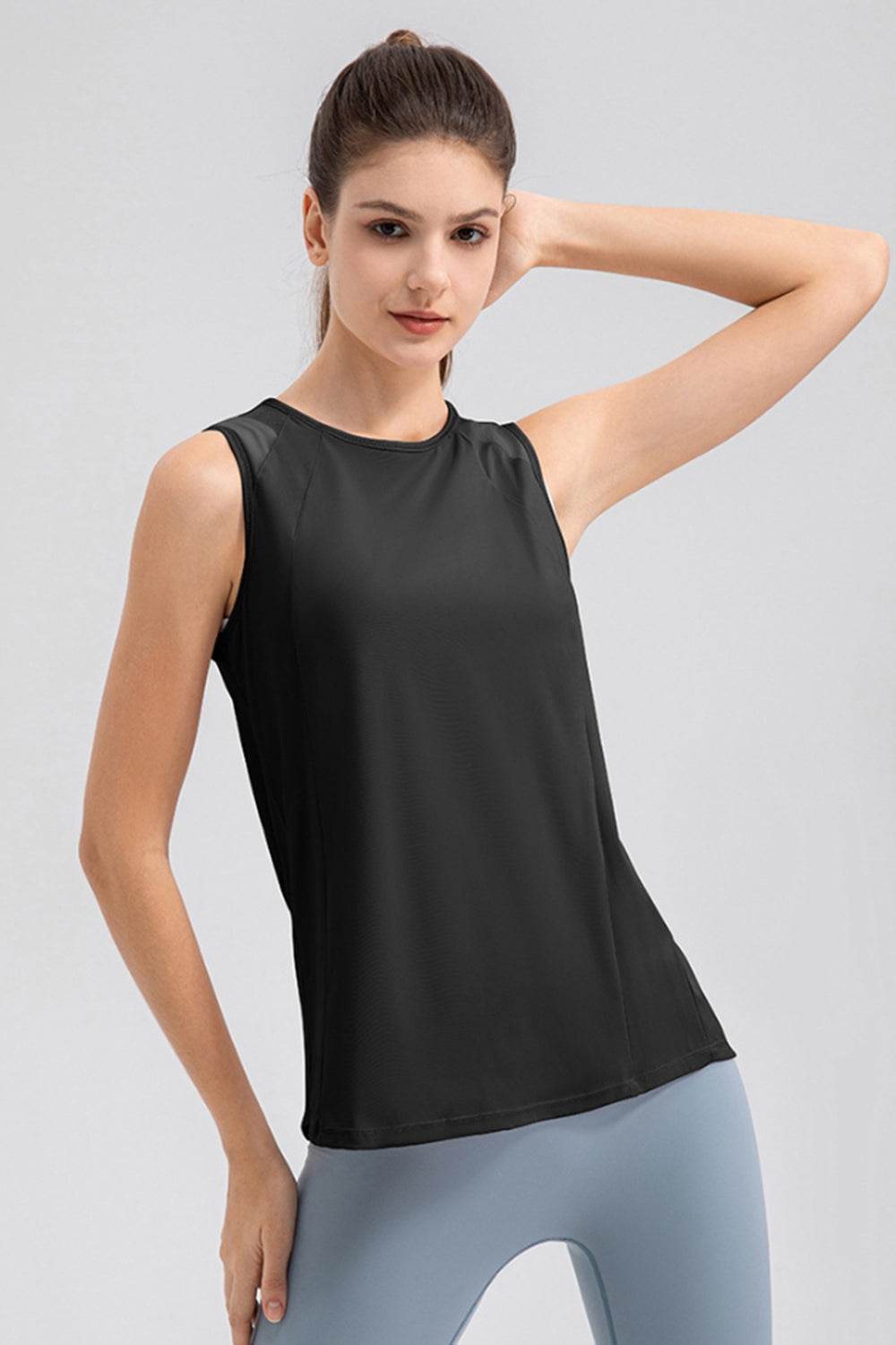 Round Neck Wide strap Active Tank - Selvanelle