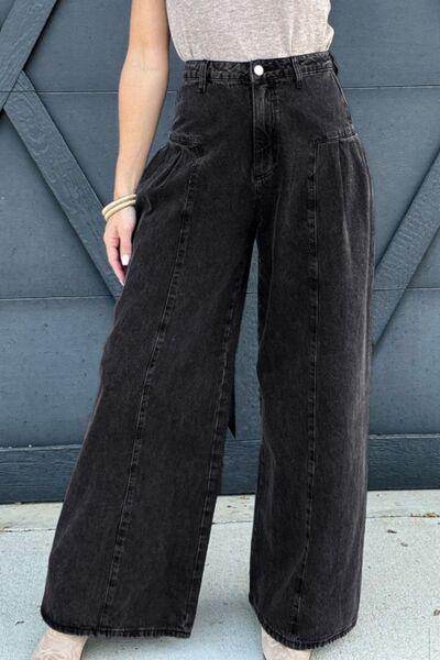 High Rise Wide Leg Jeans with Pockets for Effortless Style - Selvanelle