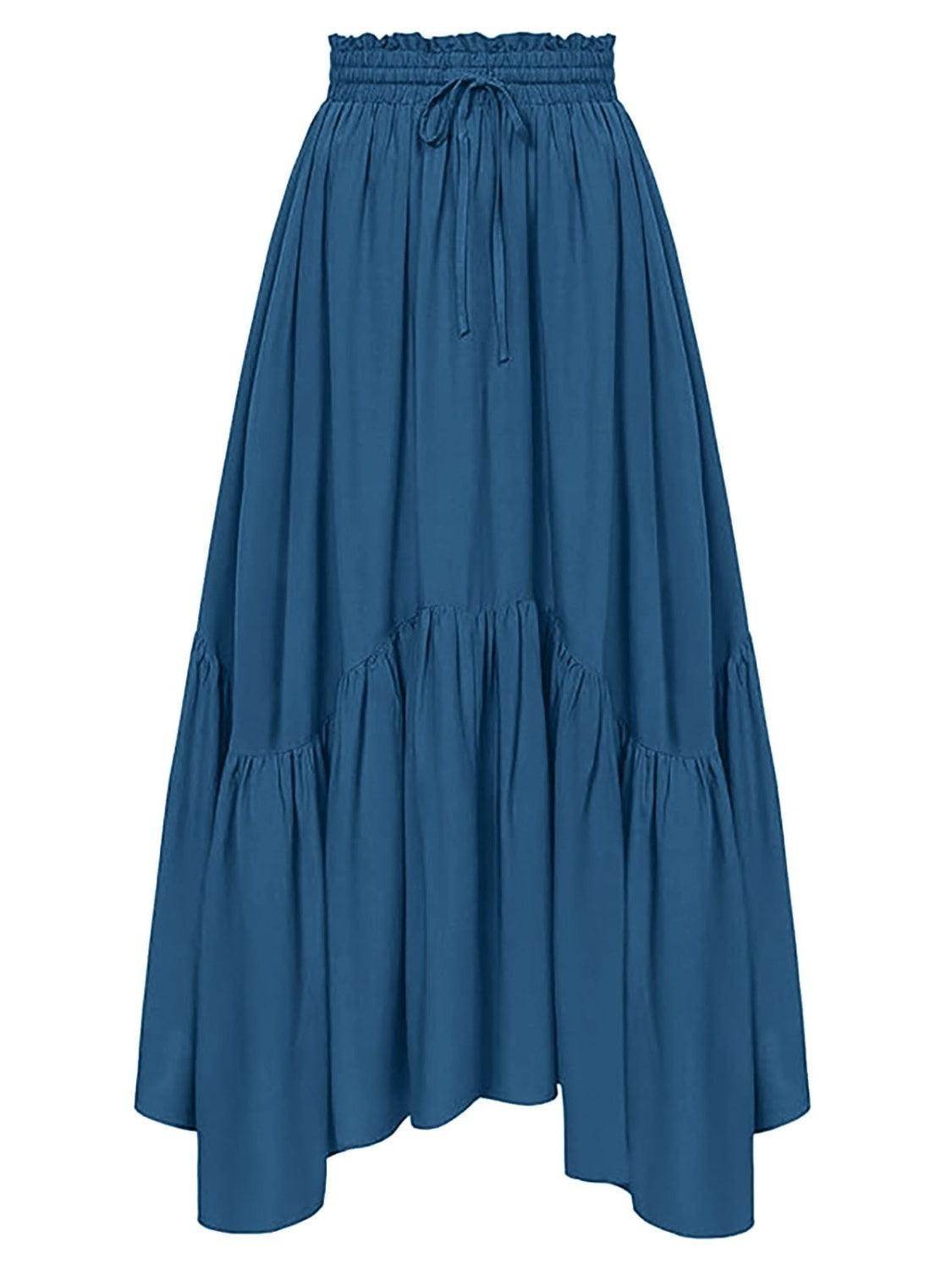 Smocked Waist Band Ruched Layered Skirt for Women Fashion - Selvanelle