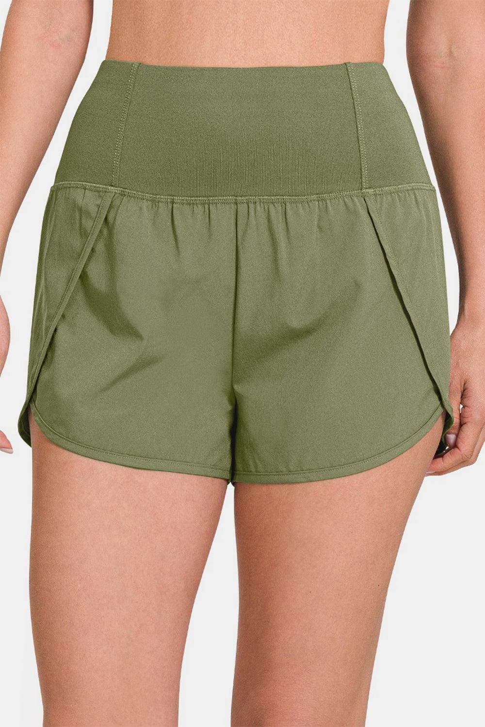 Zenana High-Waisted Zippered Back Pocket Active Shorts - Selvanelle