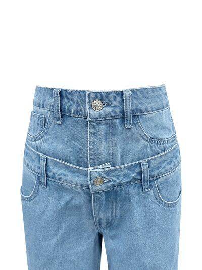 Faux Layered High Waist Jeans for Chic Everyday Style - Selvanelle