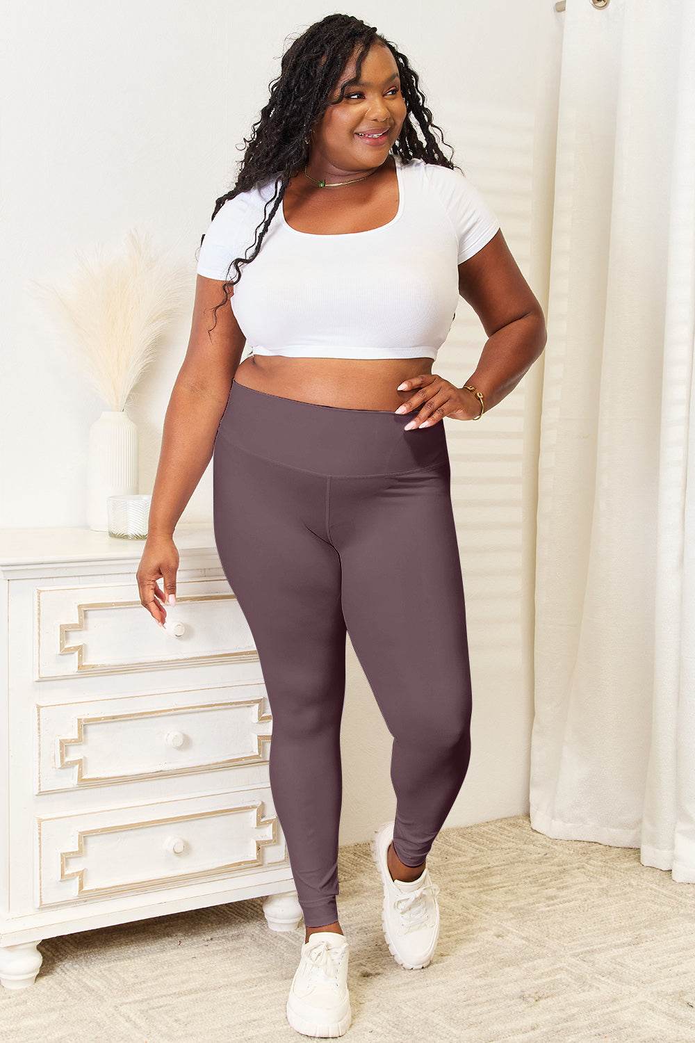 Double Take Wide Waistband Sports Leggings for Women - Selvanelle