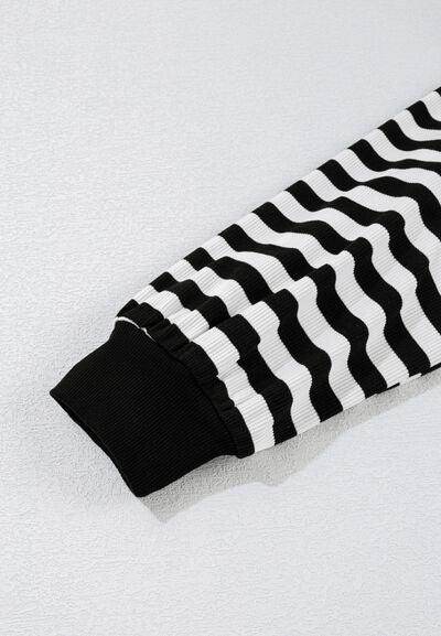 Striped Lace Detail V Neck Top for Stylish Comfort - Selvanelle