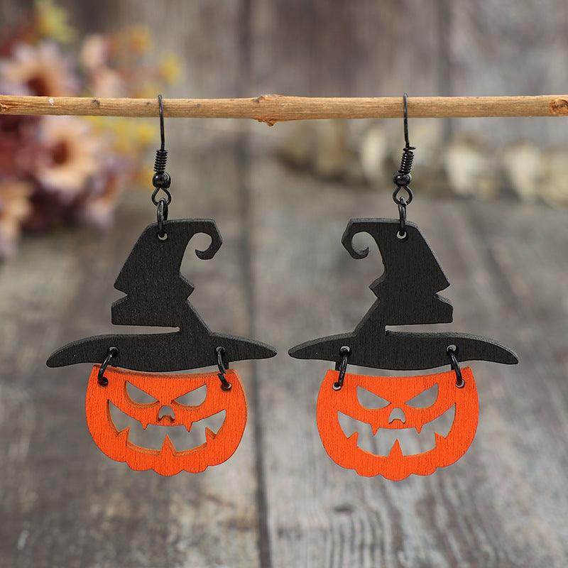Wooden Pumpkin Shape Earrings for Fall Fashion Accessories - Selvanelle