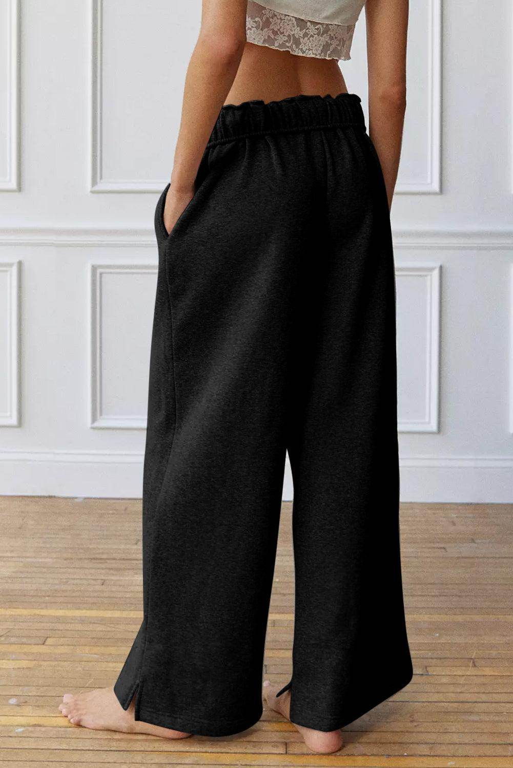 Drawstring Wide Leg Active Pants for Comfortable Movement - Selvanelle
