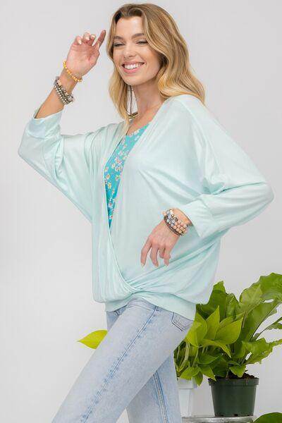 Celeste Full Size Floral Round Neck Top with Two Layer Detail - Selvanelle