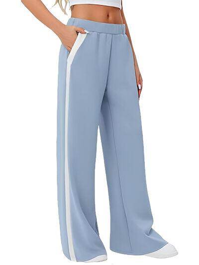 Side Striped Wide Leg Pants for Comfortable Everyday Style - Selvanelle