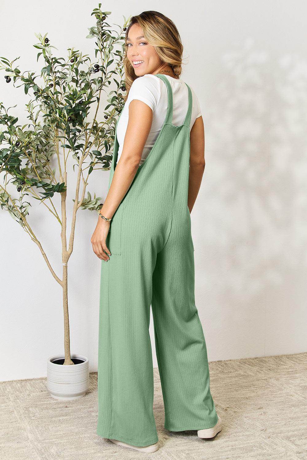 Double Take Full Size Wide Strap Overall with Pockets For Women - Selvanelle