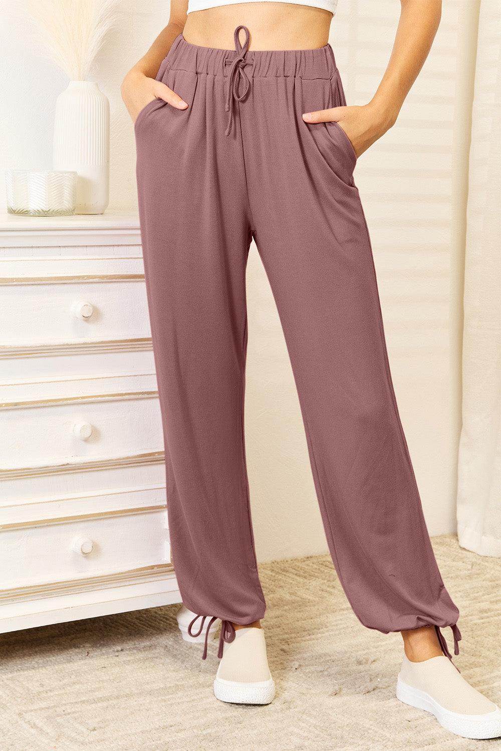 Basic Bae Full Size Soft Rayon Drawstring Pants with Pockets - Selvanelle